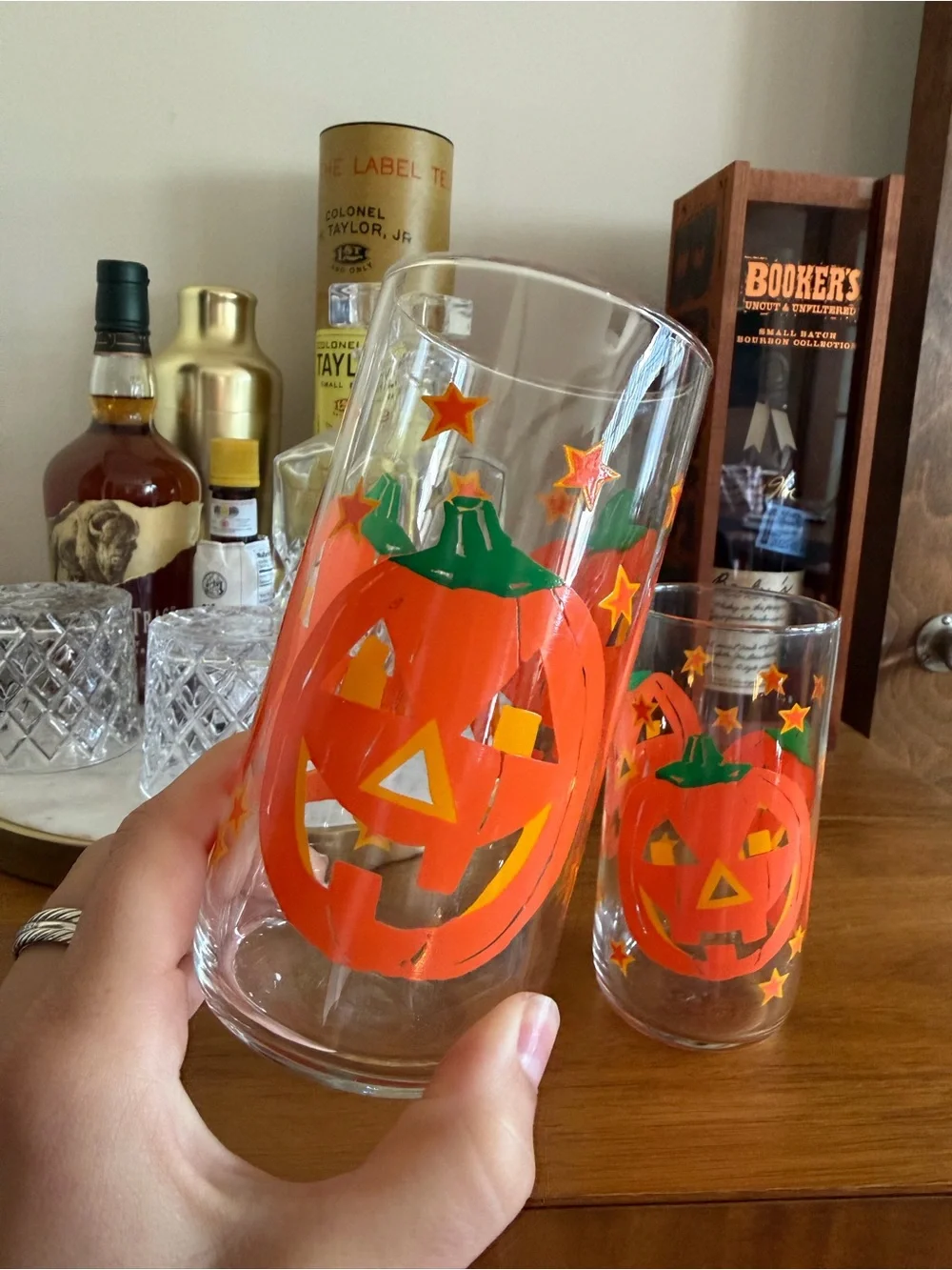 Vintage Jack-o'-Lantern Halloween Libbey Highball Glasses - Set of 2
